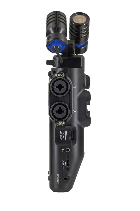 Side view of Gig Ready Studio Recorder For Musicians Filmmakers And Podcasters With 32 Bit Float Six Track Recording And USB ports.
