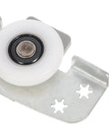 Heavy Duty Sliding Door Wheels For Cabinets And Closets 2 Pack Adjustable Iron Rollers with white wheel and silver mount.