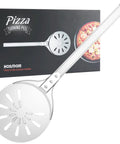 8 Inch Pizza Turning Peel With Long Handle Spinner, Perforated Aluminum Pizza Peel For Easy Oven Rotation, Silicone Hook