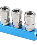 Push In Connection Design C Type Air Compressor Quick Connector with Aluminum Alloy Body in blue and silver