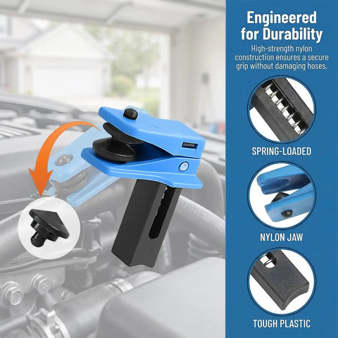 Four Piece Car Brake Line Plug Kit With Leak Proof Stop Clamp For Three Eighths Inch Five Sixteenths Inch And One Half Inch Hoses