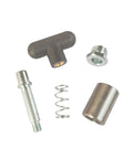 Heavy Duty Spring Loaded Pull Pin With Rock Solid Welded Steel Core Black T Handle Lever Knob parts including spring and pins.