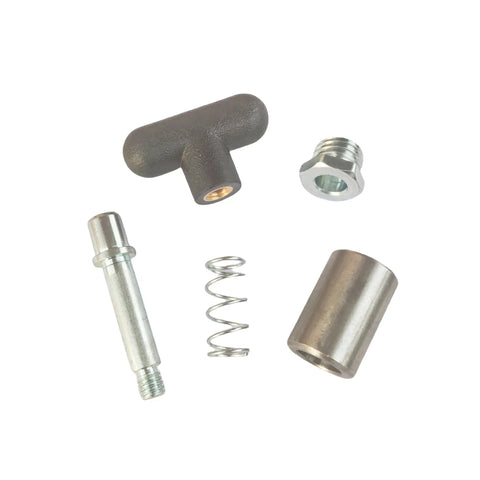 Heavy Duty Spring Loaded Pull Pin With Rock Solid Welded Steel Core Black T Handle Lever Knob parts including spring and pins.