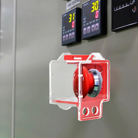 Emergency Stop Button Cover Box Type Transparent Push Button Switch Shield Heavy Duty Boss Level Protective Housing For 22mm To 33mm Button Diameters Clear Case Made From Glass Resin PC Industrial Grade
