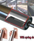 Commercial Stainless Steel Conveyor Rollers Two Pack Spring Loaded Gravity Bearings with spring shaft shown for smooth slide.
