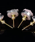 Rose Quartz Drawer Knobs Set Of 4 With Silver-Plated Edge Pink Stone Cabinet Knob Handles For Kitchen Wardrobe Cupboard