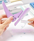 Hands holding Rugged Heavy Duty Single Hole Punch For Papers And Crafts 40 Sheets Capacity One Quarter Inch Purple Hole Puncher Built To Last Metal Construction Durable For Scrapbooks Cards And Tags