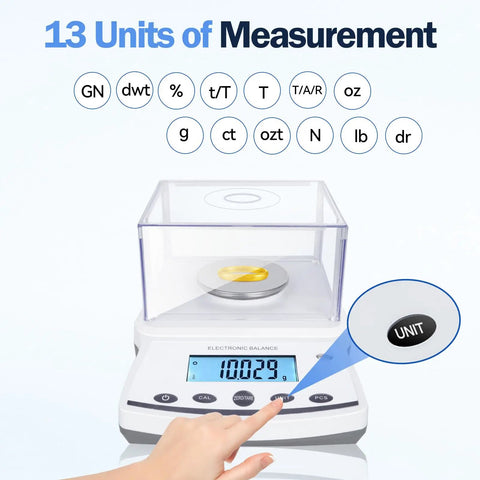 No Nonsense Ultra Precise 500g X 0.001g Pro Grade Analytical Balance Scale with windshield, LCD display, measuring unit options