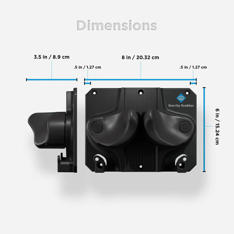 Badass Gravity Lock Ski And Snowboard Wall Storage Rack Holds 3 Pairs Damage Free Gear Saver dimensions on a white background.