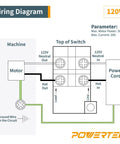 Wiring diagram showing connections for Top Shelf Dual Voltage Paddle Switch Kit With Mounting Bolts for 120V machines.