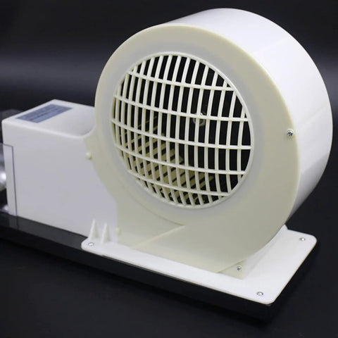 Wind Tunnel Wing Lift Demonstrator Kit with Hands On Physics Experiments and Gas Convection Studies, side view of fan component