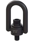 Heavy Duty Hoist Ring Built Like A Tank For Demanding Industrial Rigging With A Killer Fifteen Thousand Pound Safe Working Load Limit And A Badass Three Sixty Degree Pivot System That Moves Heavy Loads Dead Simple. Close-up view of black metal hoist ring with threaded mount.