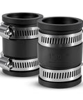 Two Pack 1 Inch Flexible PVC Pipe Coupling With Stainless Steel Clamps For Plastic And Copper Plumbing Connections DIY Ready