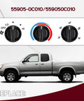 3 Pack AC Control Knobs For Toyota Tundra 2000 To 2006 Replacement Heater Blower Fan Knobs With Metal Clip Easy Install 55905-0C010 559050C010 Direct Fit No Tools Required, showing knob and truck.