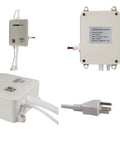 Close-up of 5 Gallon Bottle Water Dispenser Pump System For Home And Office Use showing power plug and labeled control box.