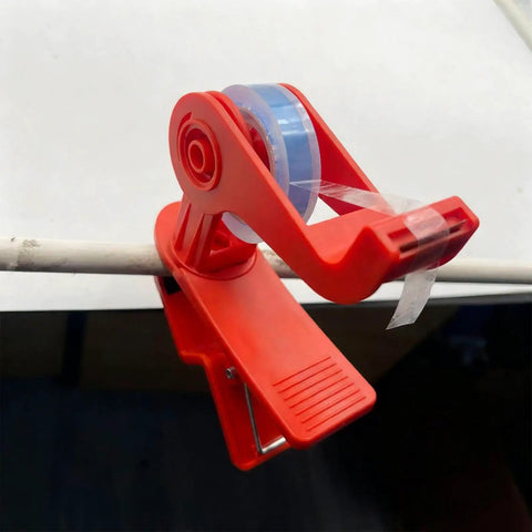 Versatile Adjustable Tape Dispenser With Precision Ribbon Cutter And Tough Locking Clip For Boss Mode Desk Organization and daily project fixes, red, mounted.