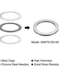 uxcell AXK75100 thrust needle roller bearing kit with washers, 75mm bore, 100mm OD, 4mm thick, 2 pcs