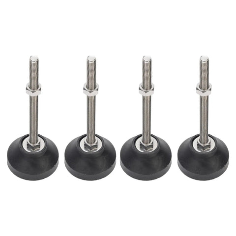 Adjustable M8 Leveling Feet With Nonslip Round Base For Machinery And Office Furniture Heavy Duty Stabilizers 4 Pack Black