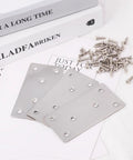 40 Pack 4X2 Inch Heavy Duty Stainless Steel Flat Brackets And Mending Plates With Screws on a table for furniture repair projects.