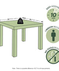 Illustration of Classic Homey Square Parsons Side End Table In Black 1 Pack Minimalist Square End Table with dimensions and assembly info