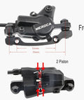 Solid As A Rock Hydraulic Disc Brake Kit Front Mount 800mm Line two piston caliper visible from front and side angle.