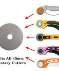 45mm Rotary Cutter Blades Pack Of 10 For DIY Quilting Sewing And Crafts Fits Fiskars Olfa Martelli Dremel Truecut And DAFA Rotary Cutters