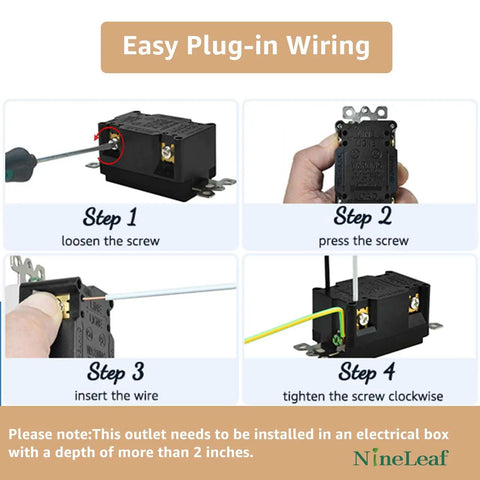 Easy wiring steps for Black GFCI Outlet 15 Amp 2 Pack With LED Indicator Weather Resistant Ground Fault Circuit Interrupters