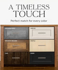 4 Inch Wire Cabinet Handles 10 Pack Satin Nickel Brushed Chrome Matte Chrome on various colored drawers, office and commercial use
