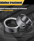 Depth stop drill bit collars in steel with hex screws; front and side views (2 rings)