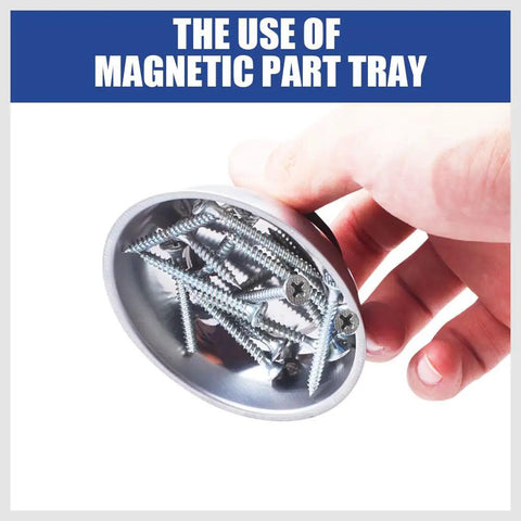 Magnetic Tray Set For Mechanics Gearhead Favorite 3 Piece Round Stainless Steel Magnetic Parts Tray Kit In 3 In 4 In And 6 In Sizes