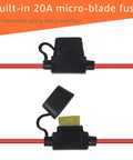 Built-in 20A micro-blade fuse on red wiring for Two Pack Heavy Duty Battery Harness Compatible With Smart Chargers.
