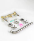 Components of Wall Mounted Tub Filler Faucet With Two Handles, Brushed Nickel Finish, Extra Long 13 Inch Spout, Brass Rough In Valve