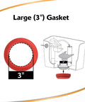 Adjustable 3 Inch Toilet Flush Valve And Tank To Bowl Gasket Kit Fits Most 3 Inch Valves large gasket diagram