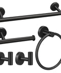Dope Matte Black 5 Piece Bathroom Hardware Set With A 16 Inch Towel Bar, Toilet Paper Holder, Towel Ring, And Two Robe Hooks