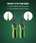 Two Pack 6.5 Inch Pruning Shears For Gardening Ultra Sharp Garden Scissors With Spring Loaded Mechanism Stainless Steel Bonsai Clippers Straight And Curved Blades For Precise Cuts