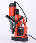 Powerful 1280W Portable Magnetic Drill Press With Super Strong Electromagnet For Heavy Duty Metal Drilling Tasks Up To 1 Point 38 Inch Core Diameter And 660 RPM Speed For Industrial Job Sites, showing the drill's control panel and magnetic base.