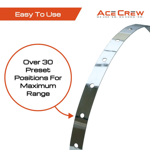 Heavy Duty Dust Collector Band Clamp Universal Adjustable Hose Strap Fits 11 Half To 24 Half Inch steel band with preset positions highlighted.
