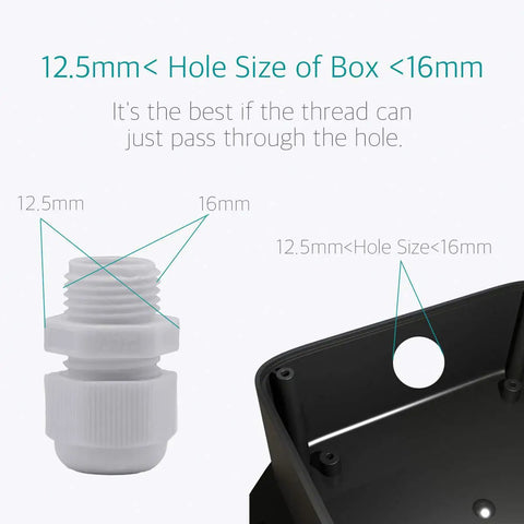 PG7 Cable Gland Kit 20 Pieces White Nylon Waterproof Wire Glands Connector Fitting For 3mm To 6.5mm Cables Four Part Design hole size guide