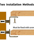 Illustration of two installation methods for Premium L Shaped Cabinet Shelf Clips With 6mm Holes 40 Pack Bronze Metal Support Pegs.