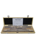 Heavy Duty Gauge Block Set Featuring Eight Hardened Tool Steel Setup Bars Spanning 125 To 500 Mm in wooden case with inspection certificate.