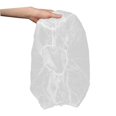 50 Count Elastic Hair Wraps Designed To Keep Your Mane Locked Tight While You Crush Every Shift At The Kitchen Cleanroom Or Facility Breathable Light Fabric Sticks Secure For Zero Fuss Dust Control On The Fly, held in hand.