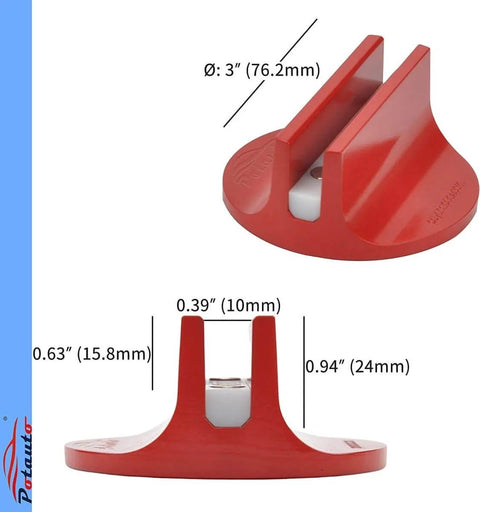 Universal Aluminum Grooved Magnetic Jack Pad For Pinch Welds 0.39 Inch Slot Frame Rail Adapter Heavy Duty Car And Truck Jacking Puck Red