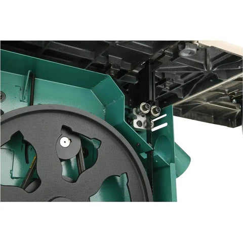 Close-up view of 19-Inch 5 HP Ultimate Bandsaw For Heavy Duty Production Work With Large Cutting Capacity, Foot Brake, Adjustable Fence system.