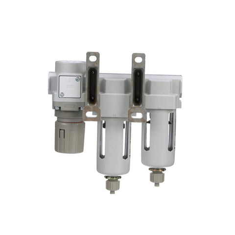 Three Stage Compressed Air Drying System With Particulate Filter Coalescing Filter And Regulator 3 Eighth Inch NPT Poly Bowl