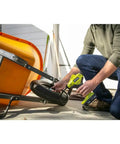 18 Volt One Plus Portable Cordless Tire Inflator With Ergonomic Pistol Grip inflating wheelbarrow tire, battery not included