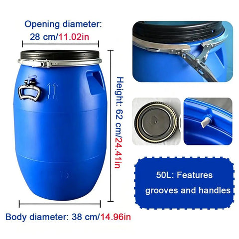 Built Tough As Nails Sealed Plastic Drum With Lid For Shipping And Storage 50L HDPE Industrial Chemical Barrel