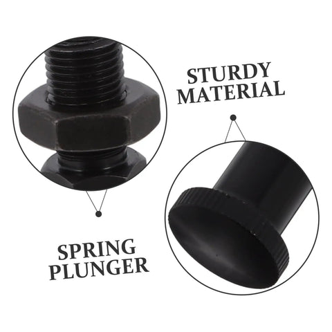 Close-up of Heavy Duty Carbon Steel Reset Type Indexing Plunger showing sturdy spring plunger and durable black oxide finish.