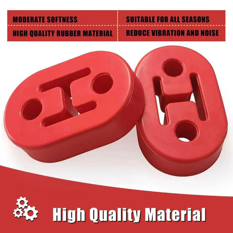 Heavy Duty 2 Pack Rubber Exhaust Hanger With Two Holes For Universal Fit Red Muffler Bushing, two red EPDM rubber mounts