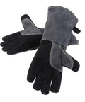 Built Tough As Nails Heat Resistant Oven Gloves For Bbq Grilling And Welding Industrial Grade Long Arm Kitchen Mitts in gray fabric.