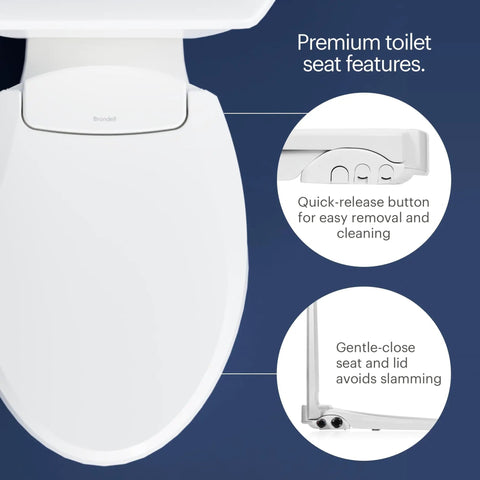 Ecoseat Non Electric Bidet Toilet Seat For Elongated Toilets White with gentle-close lid and quick-release button features